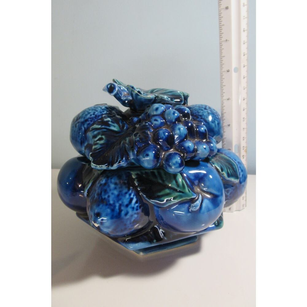 Vtg. INARCO Blue Mood Indigo Cookie Candy Jar With Lid E2375